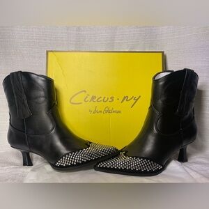 Circus by Sam Edelman Black and Silver Studded Booties